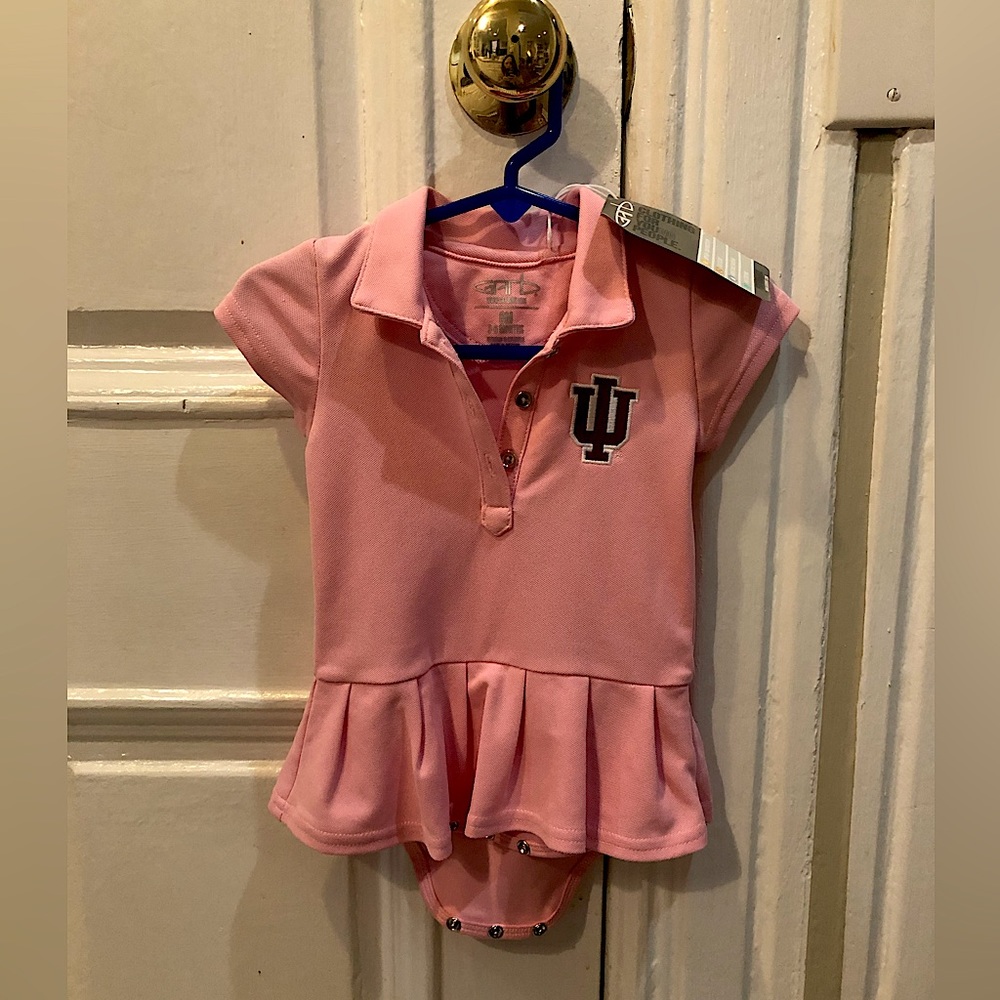 Brand New Indiana University Pink One Piece Pleated Skirt/Collared 3-6 Months